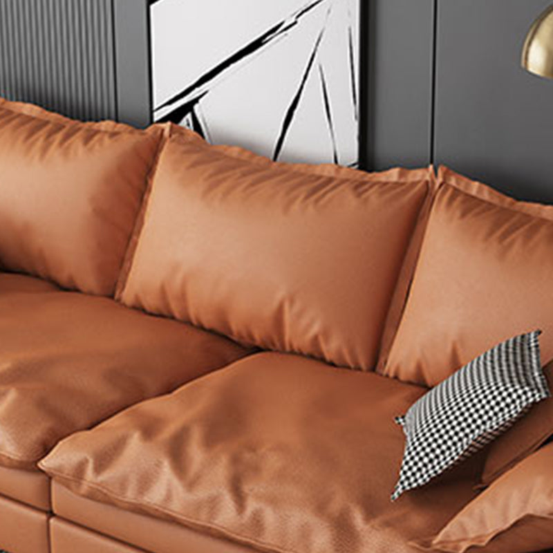 29.53" H Faux Leather Square Arm Modern Sofa with Cushions for Living Room