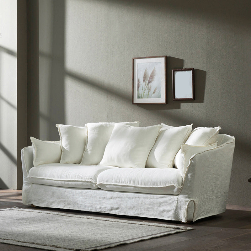 Modern Sloped Arm Sofa with Bolster Pillows for Living Room, Stain Resistant