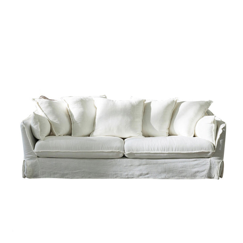 Modern Sloped Arm Sofa with Bolster Pillows for Living Room, Stain Resistant