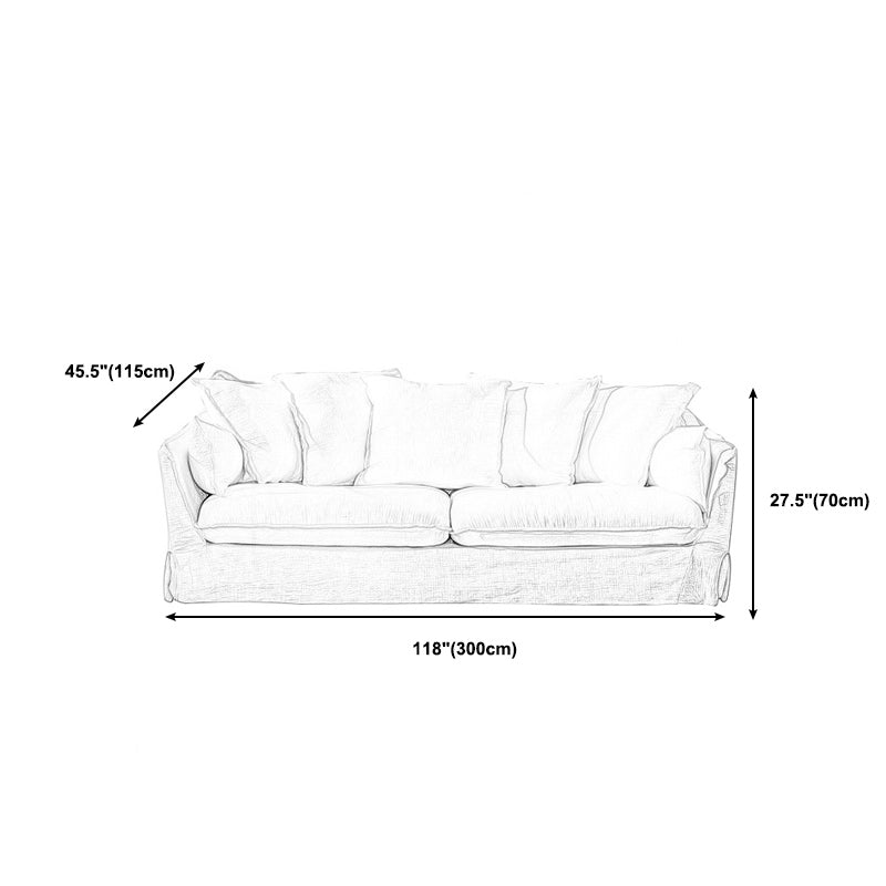 Modern Sloped Arm Sofa with Bolster Pillows for Living Room, Stain Resistant