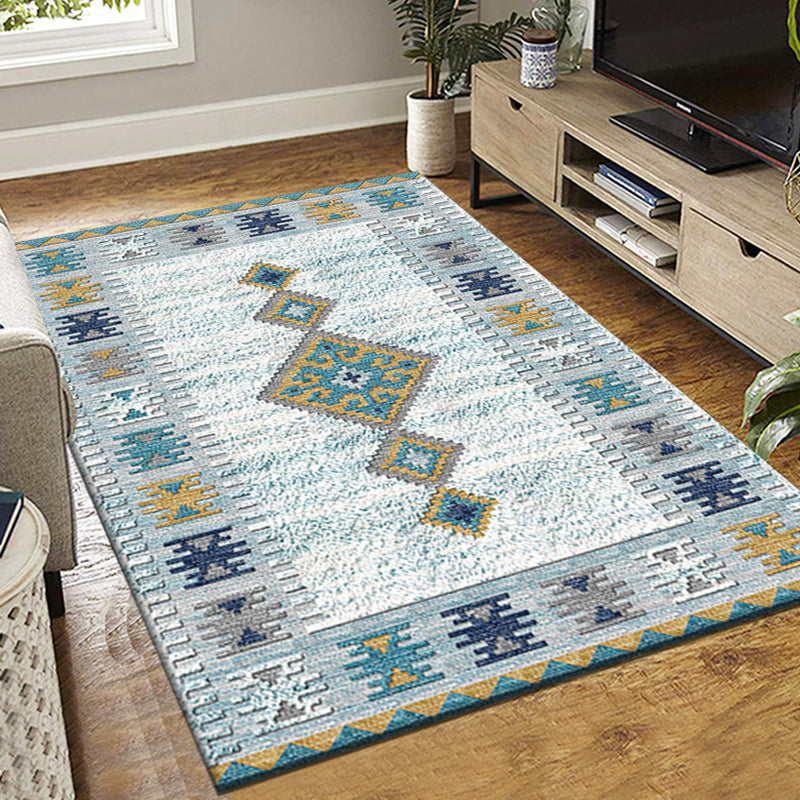 Dark Gray Bohemia Rug Polyester Graphic Rug Stain Resistant Rug for Living Room