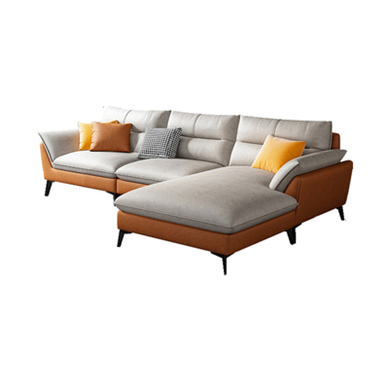 Cream Faux Leather High Back Pillow Top Arm Sofa/Sectional with Stain-Resistant