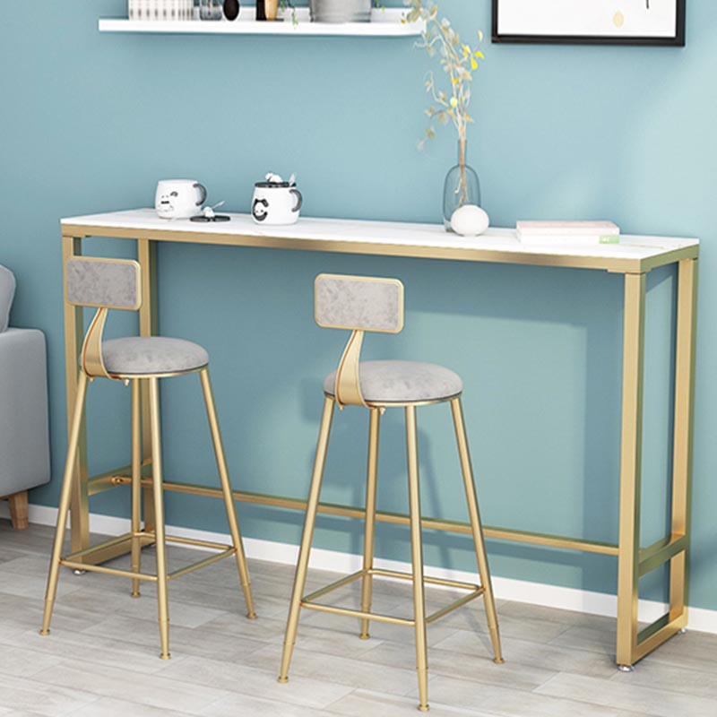 Contemporary Stone Top Bar Table 42-inch Height Iron Pedestal Bistro Table