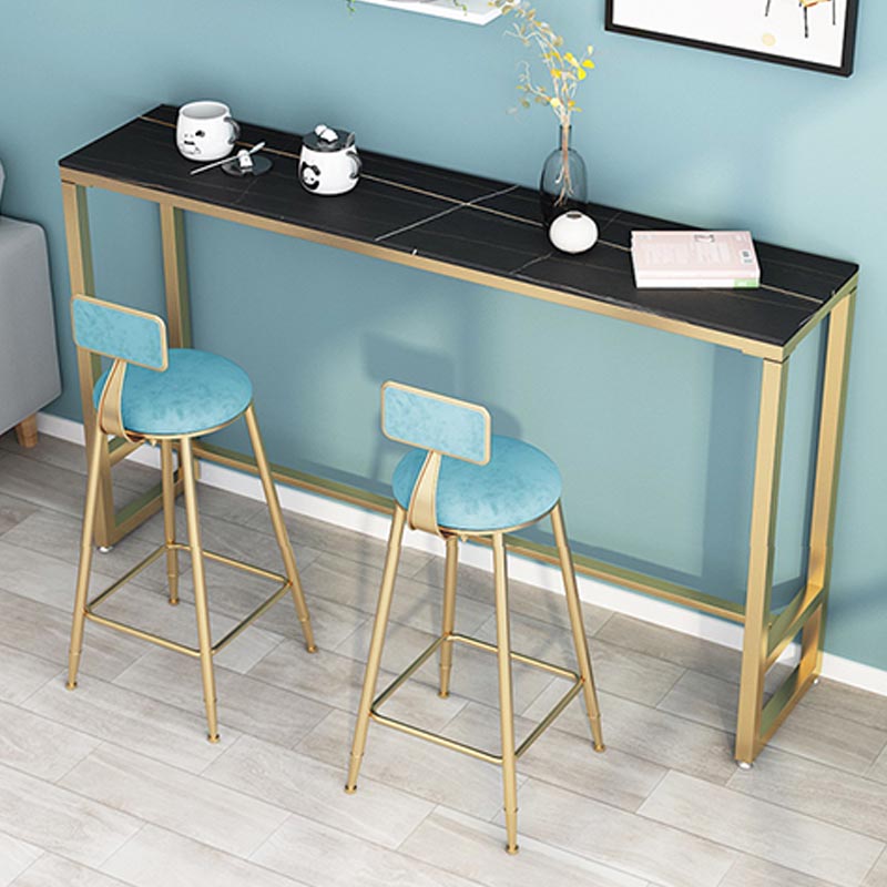 Contemporary Stone Top Bar Table 42-inch Height Iron Pedestal Bistro Table