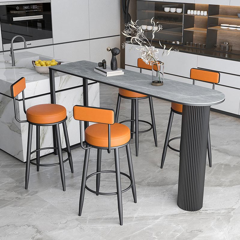 Nordic Style Stone Top Bar Table 42-inch Height Metal Pedestal Bistro Table