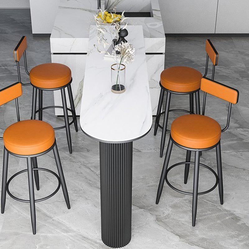 Nordic Style Stone Top Bar Table 42-inch Height Metal Pedestal Bistro Table