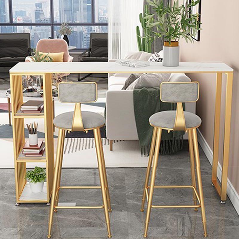 Modern Style Bar Table Stone Storage Top Pub Table for Living Room