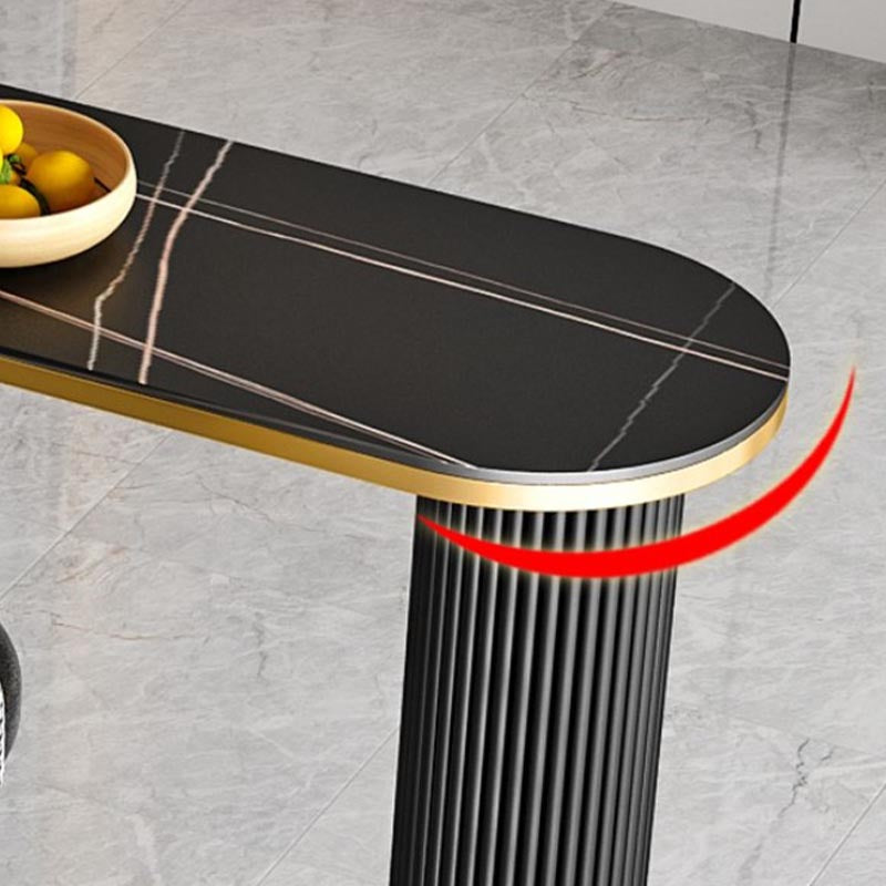 Glam Style Oval Stone Top Pub Table 42-inch Height Island Table