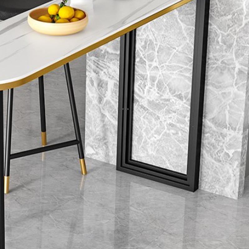 Glam Style Oval Stone Top Pub Table 42-inch Height Island Table