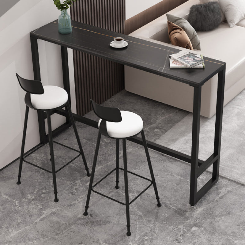 Contemporary Bar Table 42-inch Height Stone Top Bistro Table with Pedal