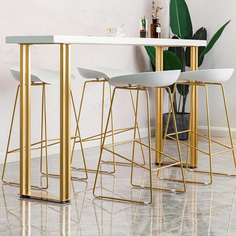 Glam Style Bar Table 42-inch Height Wood Top Bistro Table with Gold Pedestal