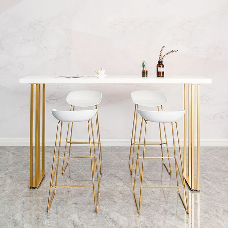 Glam Style Bar Table 42-inch Height Wood Top Bistro Table with Gold Pedestal