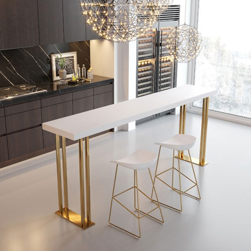 Glam Style Bar Table 42-inch Height Wood Top Bistro Table with Gold Pedestal