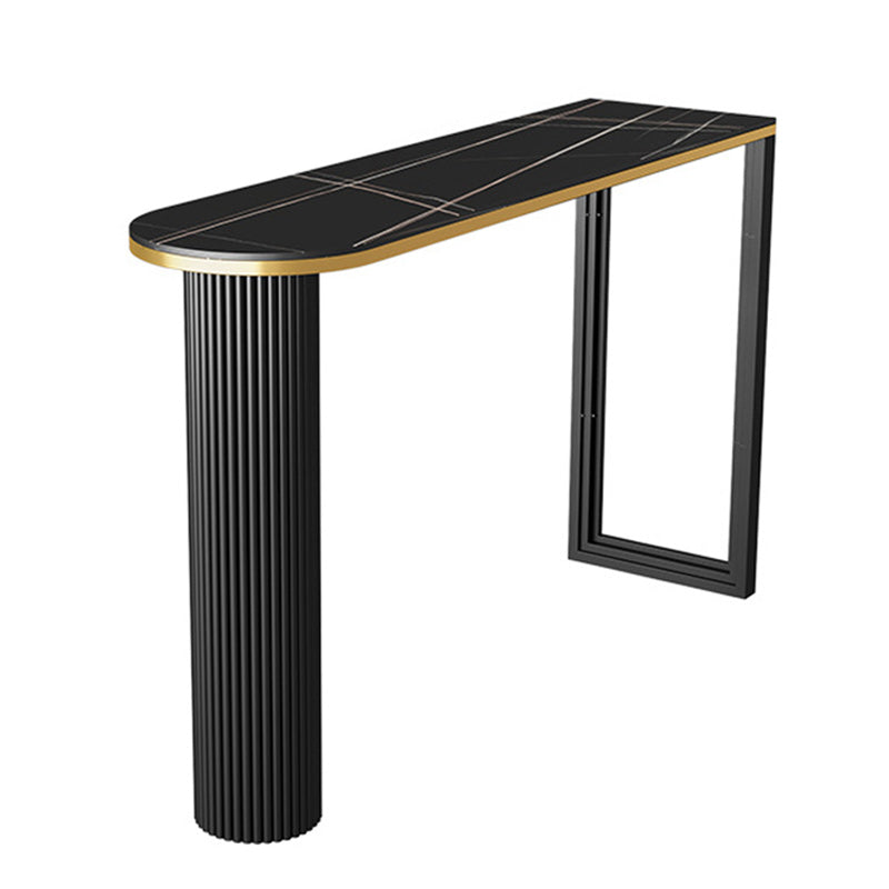 Stone Bar Dining Table Modern Bar Table with Double Pedestal for Dining Room Cafe