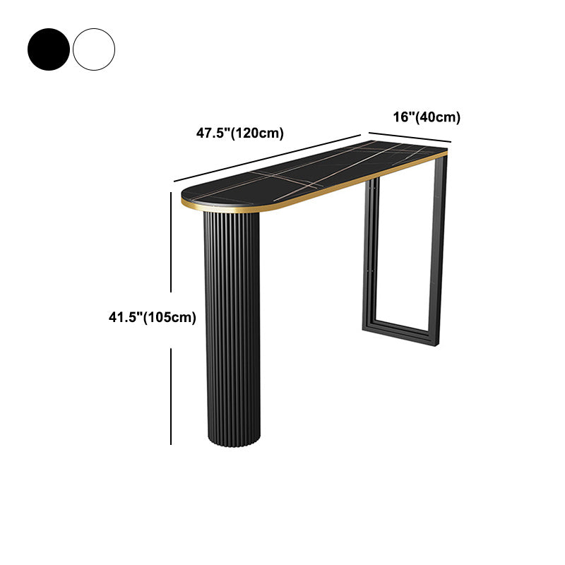 Stone Bar Dining Table Modern Bar Table with Double Pedestal for Dining Room Cafe