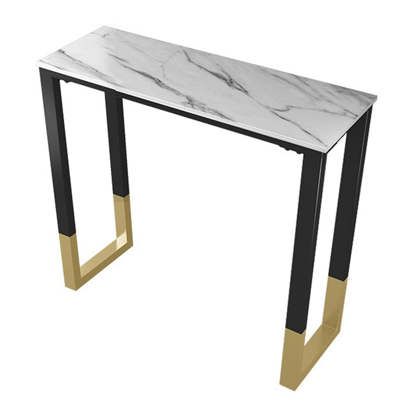 Glam Style Bar Table 42-inch Height Stone Top Bistro Table with Gold Pedestal