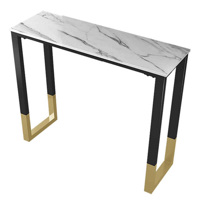 Glam Style Bar Table 42-inch Height Stone Top Bistro Table with Gold Pedestal