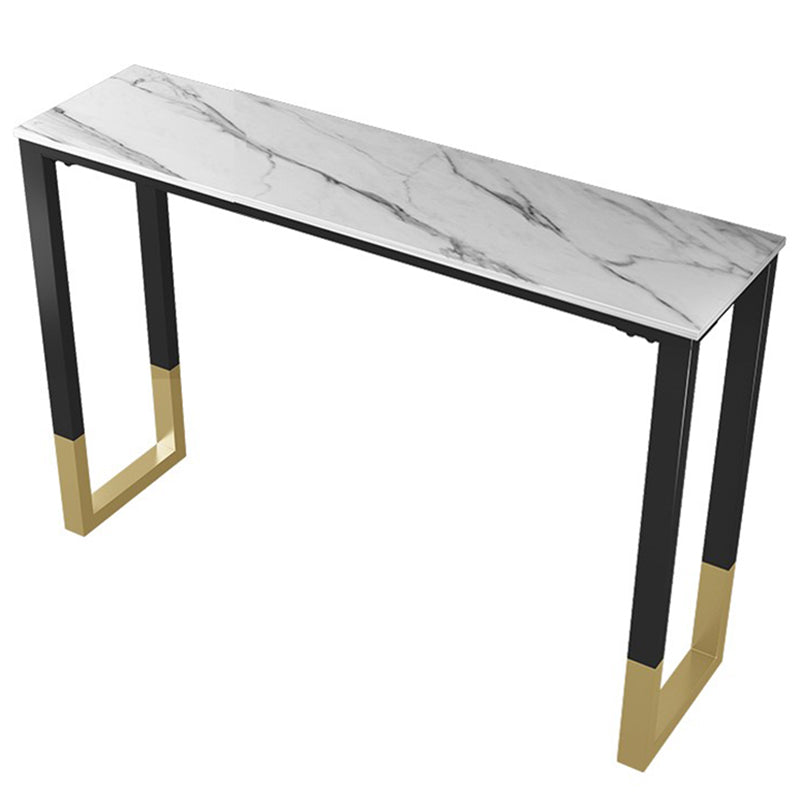 Glam Style Bar Table 42-inch Height Stone Top Bistro Table with Gold Pedestal