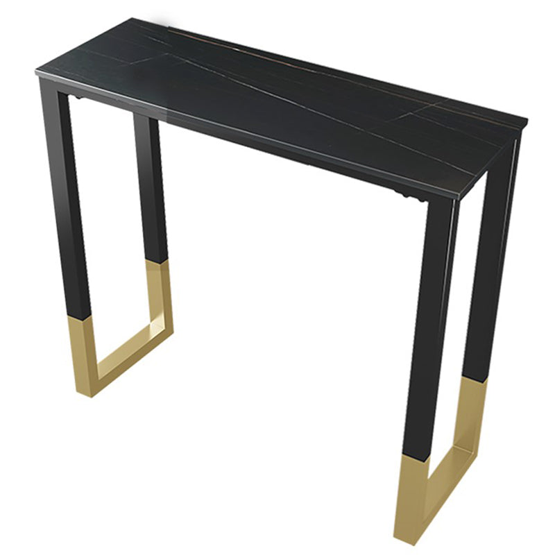 Glam Style Bar Table 42-inch Height Stone Top Bistro Table with Gold Pedestal