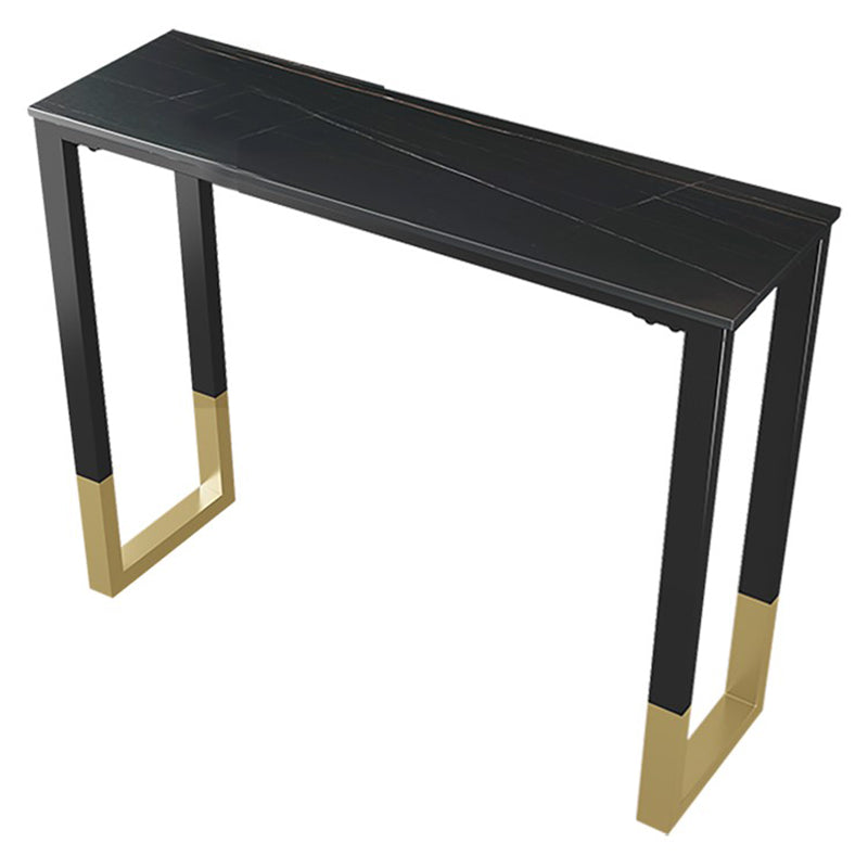 Glam Style Bar Table 42-inch Height Stone Top Bistro Table with Gold Pedestal