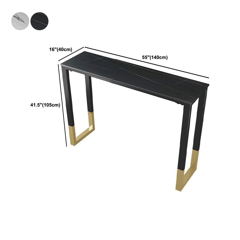 Glam Style Bar Table 42-inch Height Stone Top Bistro Table with Gold Pedestal