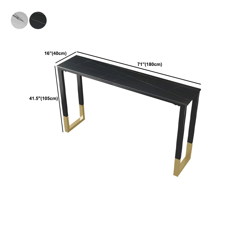 Glam Style Bar Table 42-inch Height Stone Top Bistro Table with Gold Pedestal