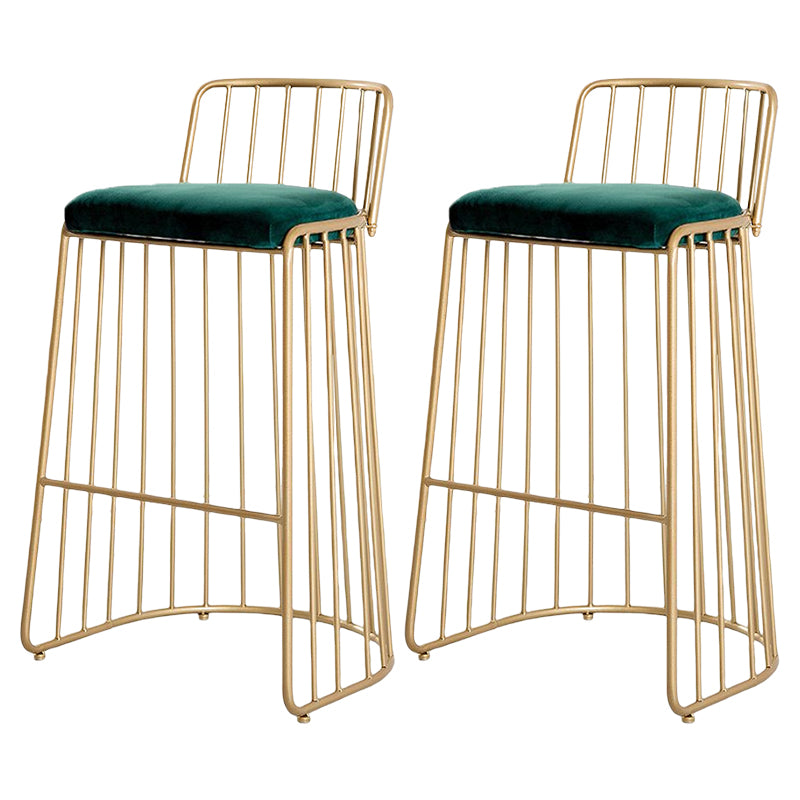 Glam Style Upholstered Bar Stools Armless Low Back Stools with Metal Base