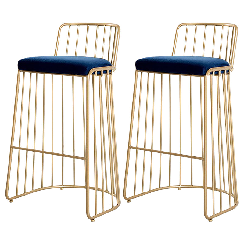 Glam Style Upholstered Bar Stools Armless Low Back Stools with Metal Base
