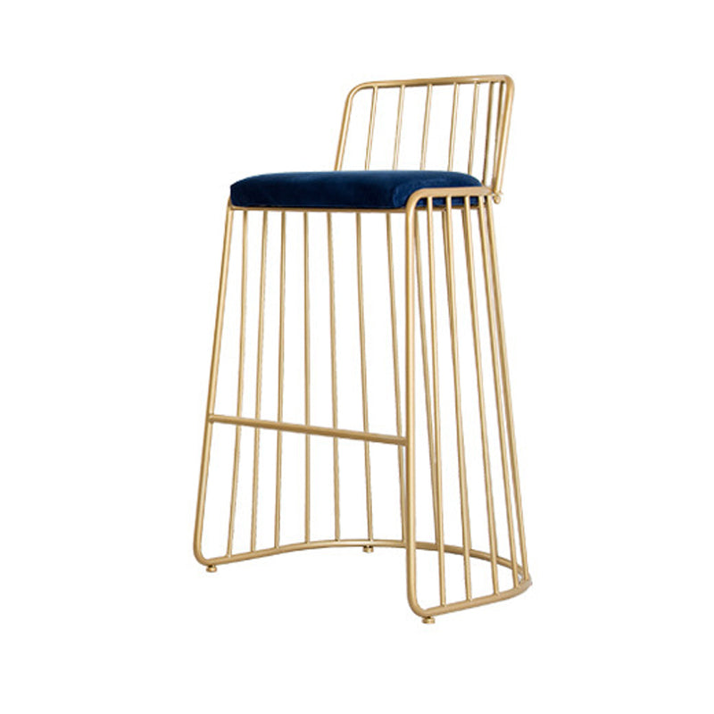 Glam Style Upholstered Bar Stools Armless Low Back Stools with Metal Base