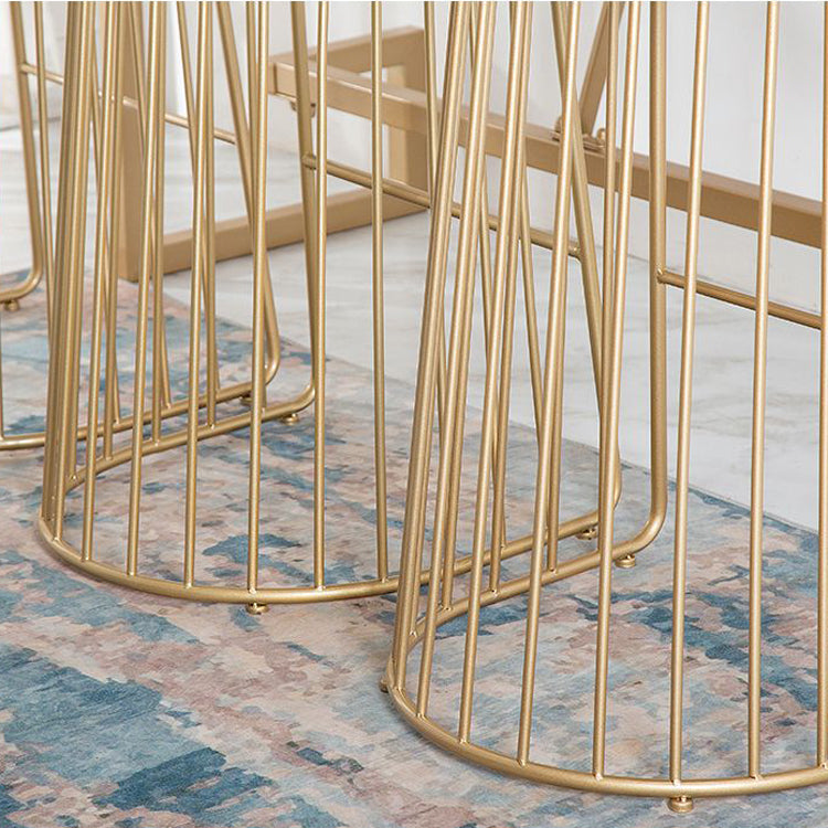 Glam Style Upholstered Bar Stools Armless Low Back Stools with Metal Base