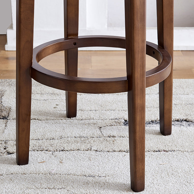 Modern Backless Bar-stool Round Counter Bar Stool with Wooden Legs