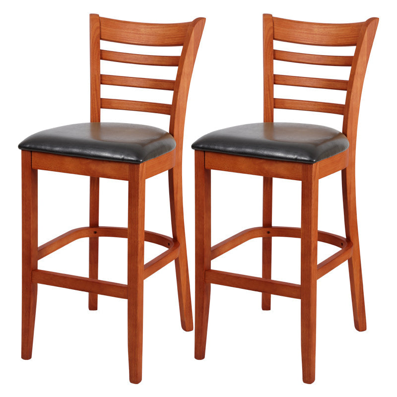 Modern Style Low Back Bar stool PU Leather Counter Bar Stool with Wooden Legs