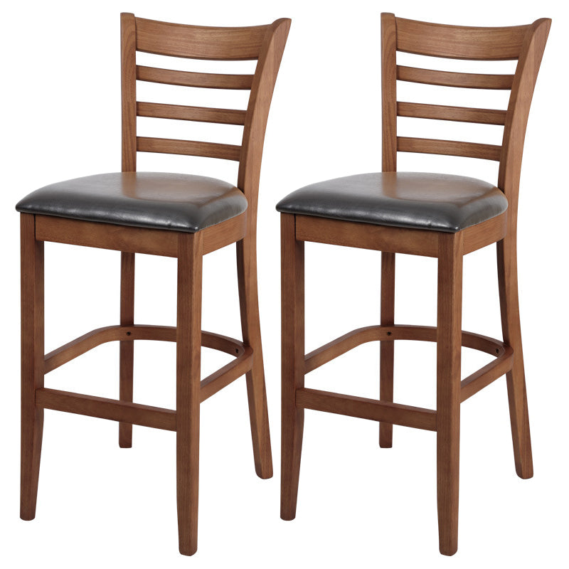 Modern Style Low Back Bar stool PU Leather Counter Bar Stool with Wooden Legs