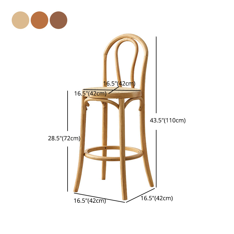 Modern Low Back Bar-stool Round Counter Bar Stool with Wooden Legs