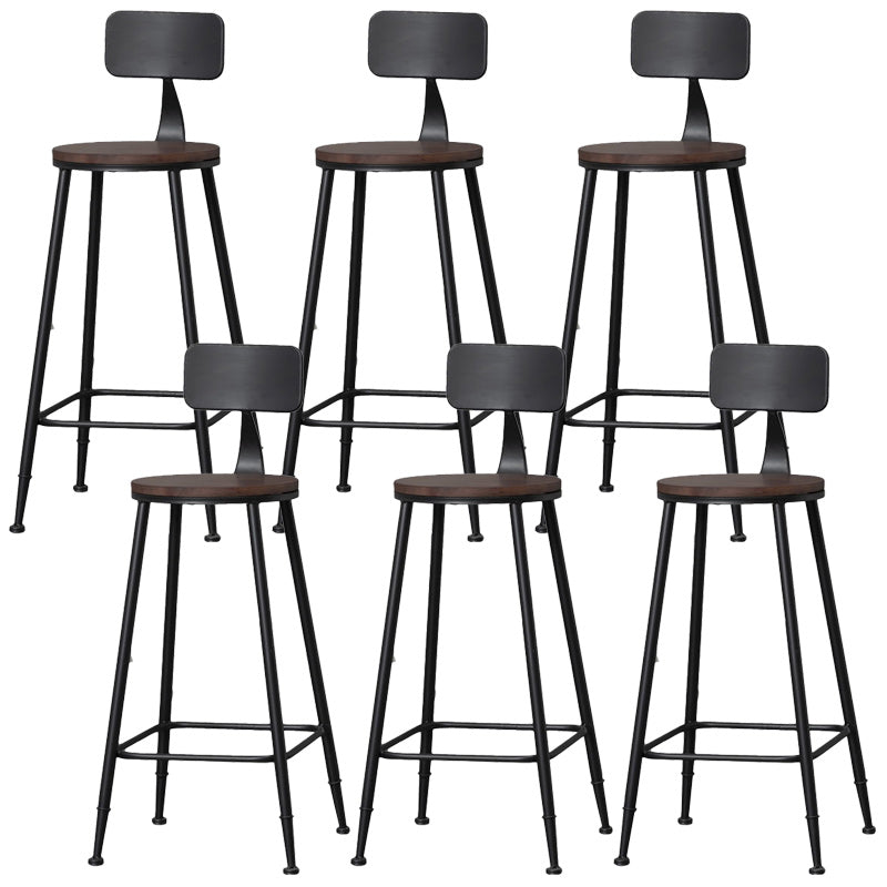 Indoor Industrial Wood Top Barstool Metal 4 Legs Bar Stool with Pedal