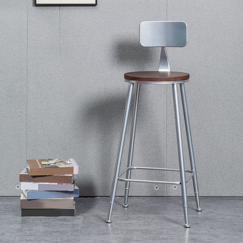 Indoor Industrial Wood Top Barstool Metal 4 Legs Bar Stool with Pedal