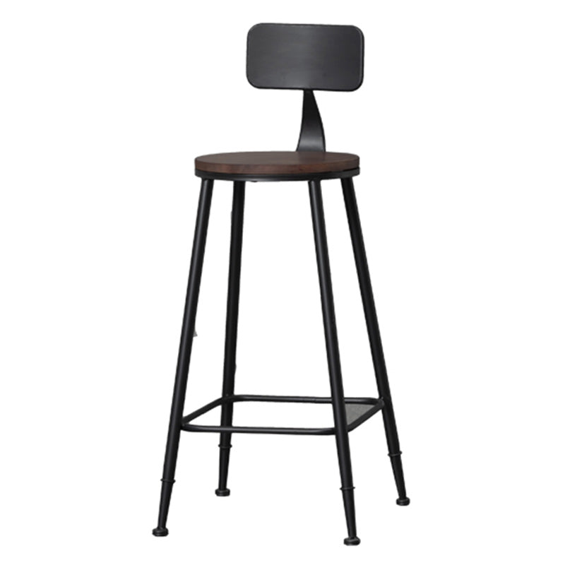 Indoor Industrial Wood Top Barstool Metal 4 Legs Bar Stool with Pedal