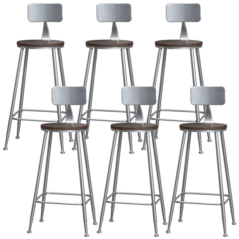 Indoor Industrial Wood Top Barstool Metal 4 Legs Bar Stool with Pedal