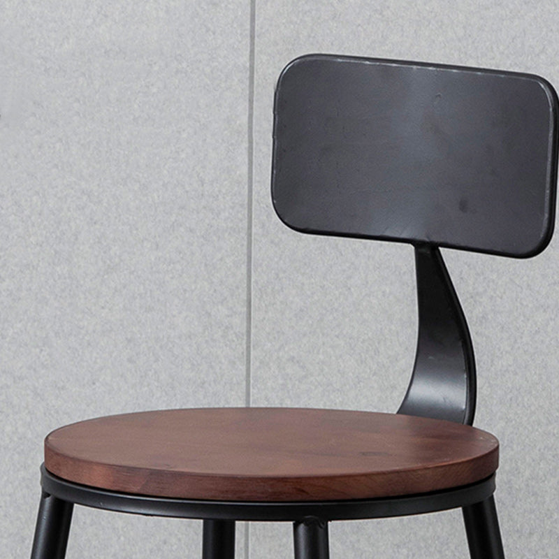 Indoor Industrial Wood Top Barstool Metal 4 Legs Bar Stool with Pedal