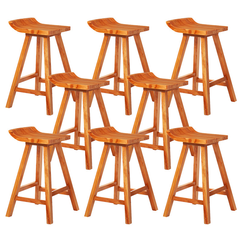 Modern Armless Backrest Counter Stool Wood Cafe Bar Stool with Seat and Pedal