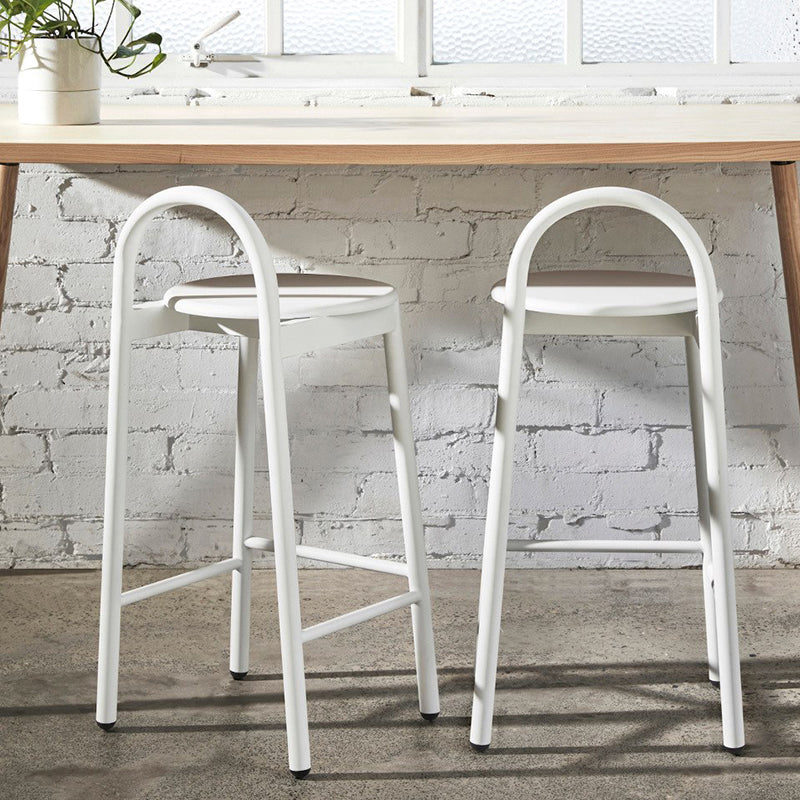 Industrial Circular Wood Top Barstool Metal 4 Legs Bar Stool for Living Room