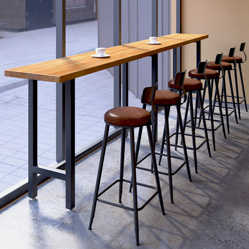 1/4/7 Pieces Industrial Iron Bar Table Set Rectangle Pine Wood Bistro Set with Footrest