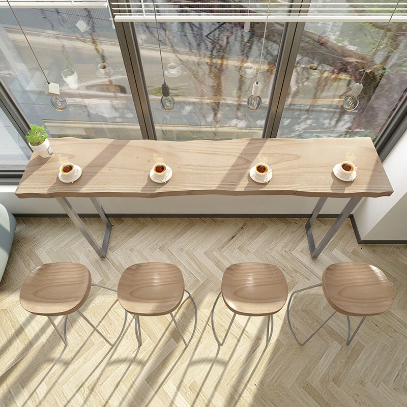Modern Rectangle Solid Wood Bar Table Set 1/5 Pieces Counter Table with Backless Stools