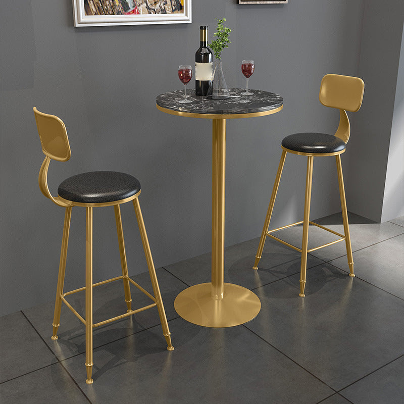 1/3 Pieces Glam Bar Table Set Round Bistro Set with White Faux Marble Top