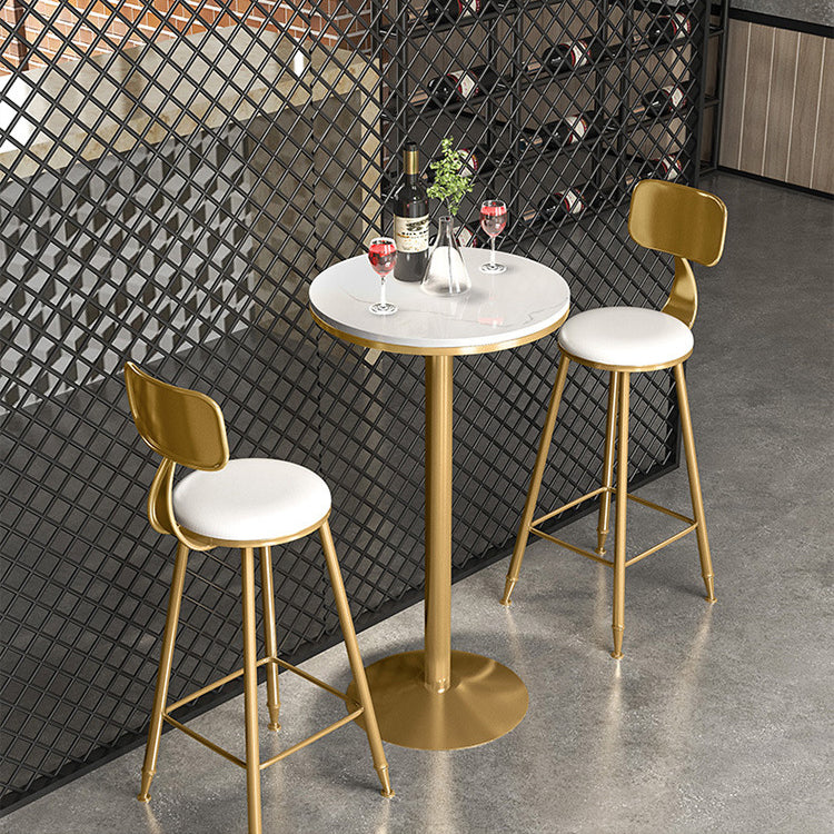 1/3 Pieces Glam Bar Table Set Round Bistro Set with White Faux Marble Top