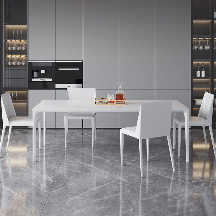 Modern Aluminium Dining Table Set 1/4/5/7 Pieces Rectangle Dinette Set with Sintered Stone