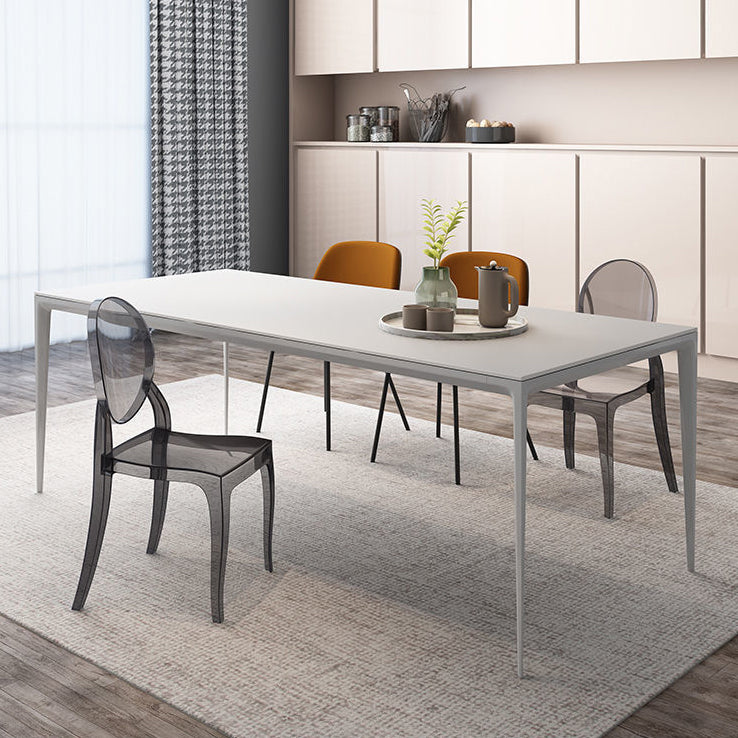 Modern Aluminium Dining Table Set 1/4/5/7 Pieces Rectangle Dinette Set with Sintered Stone