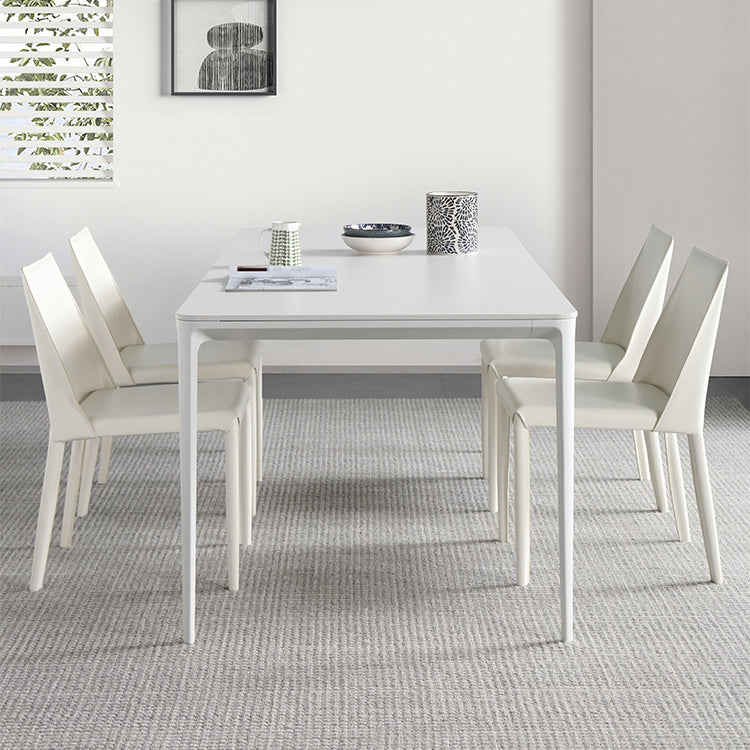 Modern White Dining Table Set 1/2/5/6/7 Pieces Rectangle Dinette Set with Sintered Stone