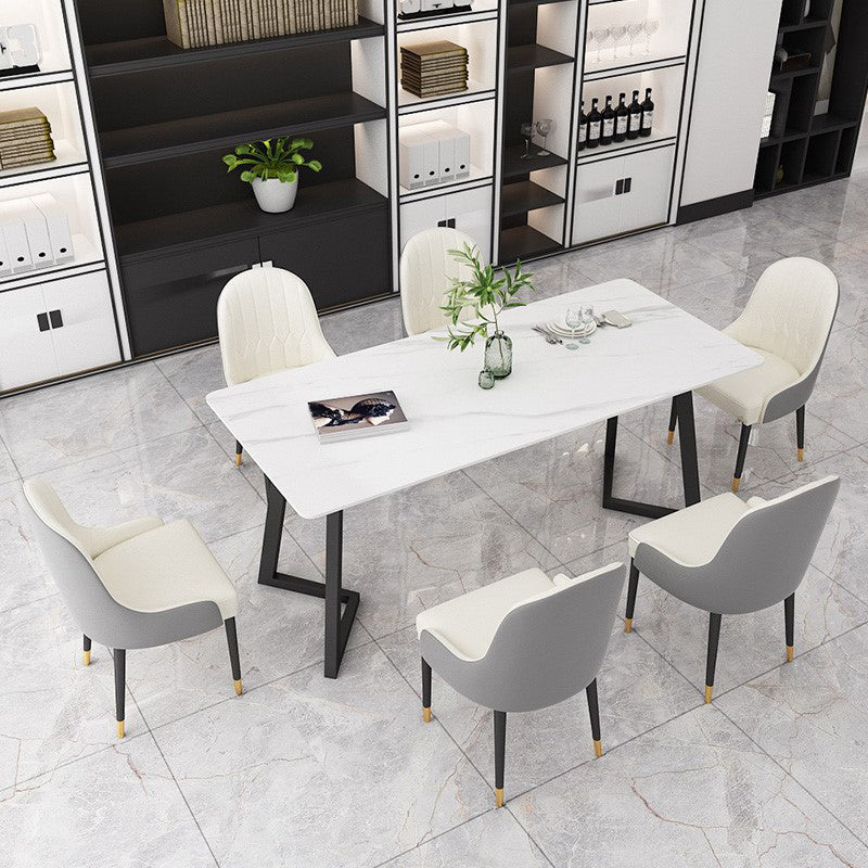 Modern Rectangle Dining Table Set 1/4/7 Pieces Dinette Set with Sintered Stone Top
