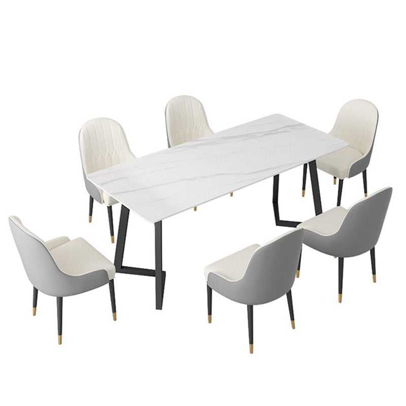Modern Rectangle Dining Table Set 1/4/7 Pieces Dinette Set with Sintered Stone Top